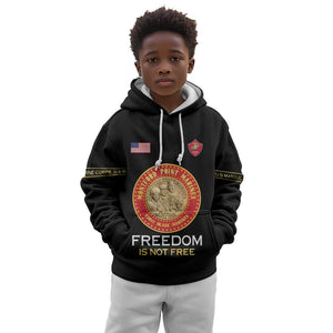 Personalized Honoring the First Black Marines Kid Hoodie Montford Point Heroes - Black - African Pride