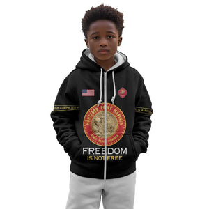 Personalized Honoring the First Black Marines Kid Hoodie Montford Point Heroes - Black - African Pride