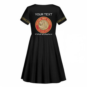 Personalized Honoring the First Black Marines Kid Short Sleeve Dress Montford Point Heroes - Black - African Pride