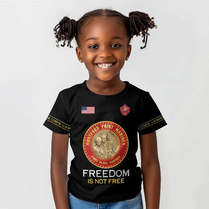 Personalized Honoring the First Black Marines Kid T shirt Montford Point Heroes - Black - African Pride