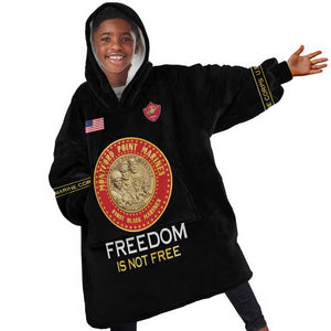 Personalized Honoring the First Black Marines Kid Wearable Blanket Hoodie Montford Point Heroes - Black - African Pride