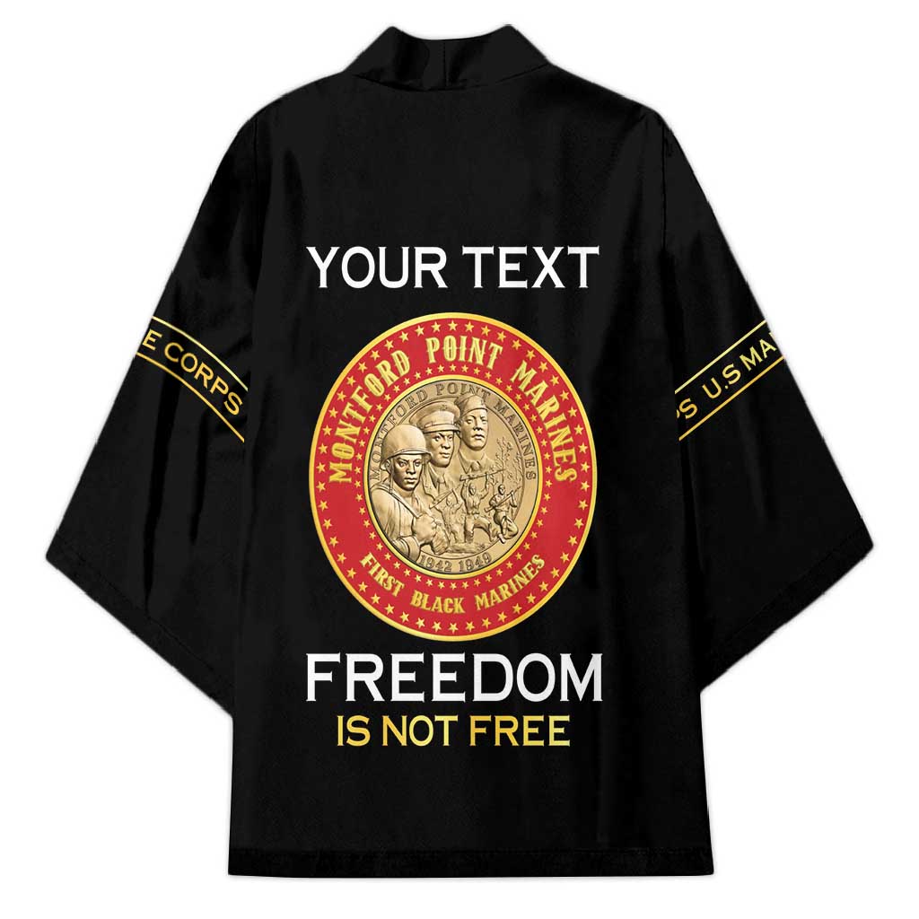 Personalized Proud to Honor Montford Point Marines Kimono Freedom Is Not Free - Black