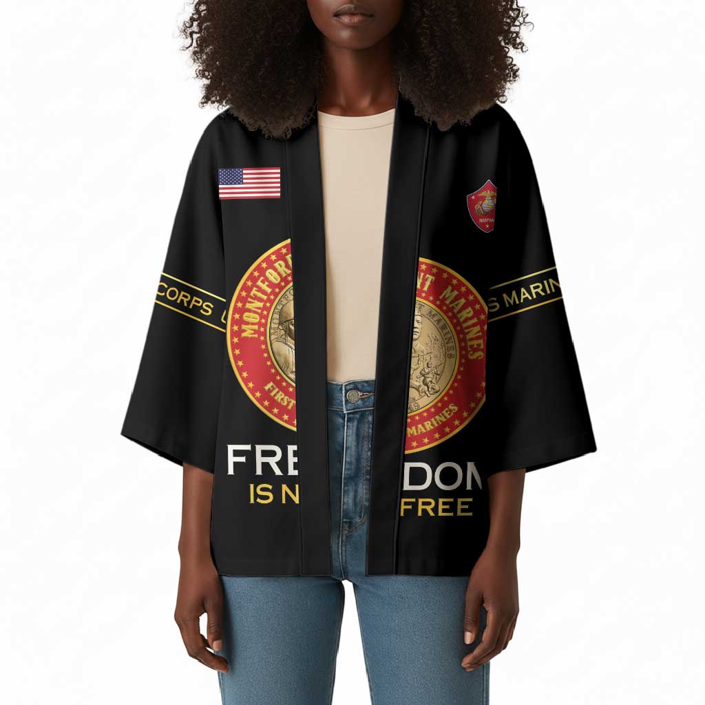 Personalized Proud to Honor Montford Point Marines Kimono Freedom Is Not Free - Black