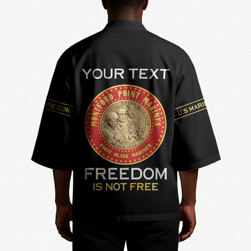 Personalized Proud to Honor Montford Point Marines Kimono Freedom Is Not Free - Black