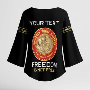 Personalized Proud to Honor Montford Point Marines Kimono Sleeve Blouse Freedom Is Not Free - Black