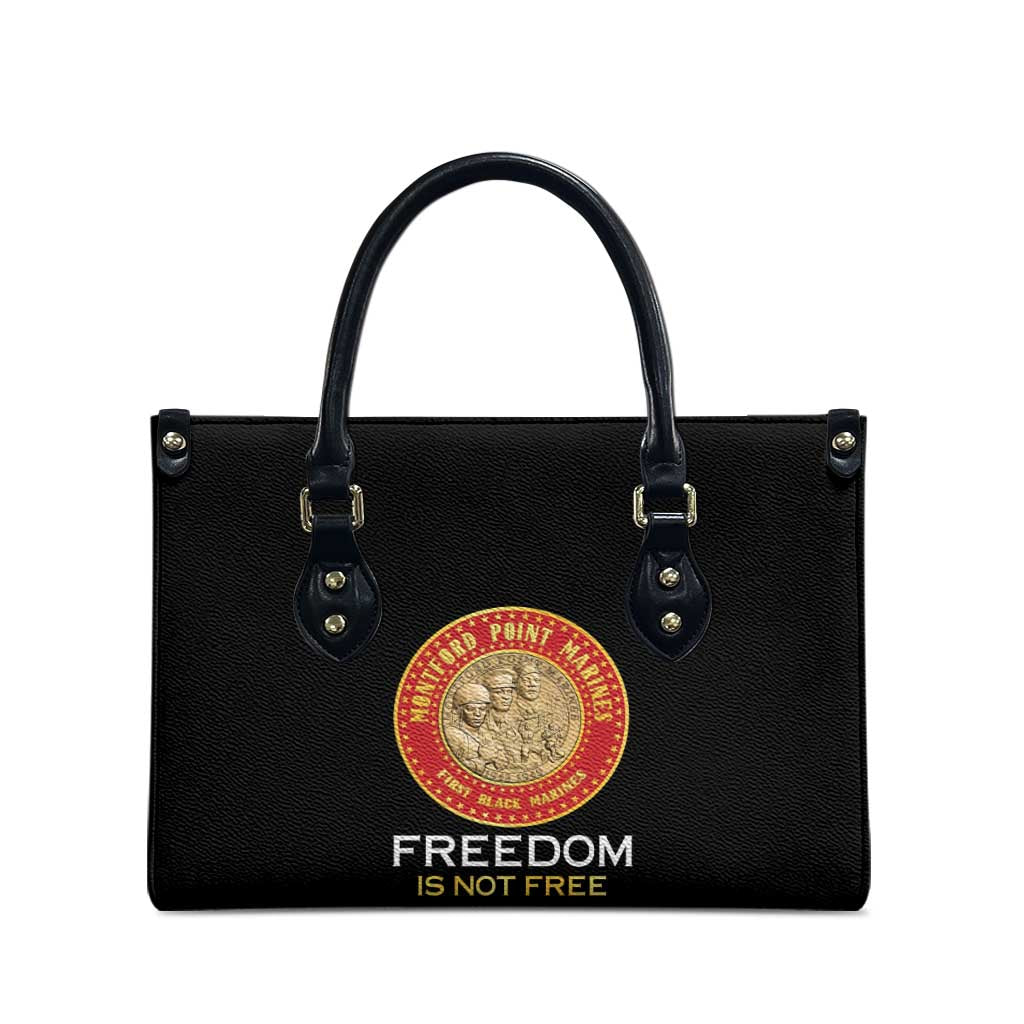 Proud to Honor Montford Point Marines Leather Bag Freedom Is Not Free - Black