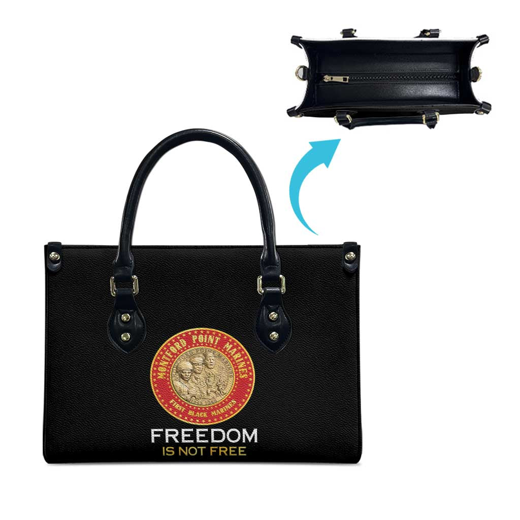 Proud to Honor Montford Point Marines Leather Bag Freedom Is Not Free - Black