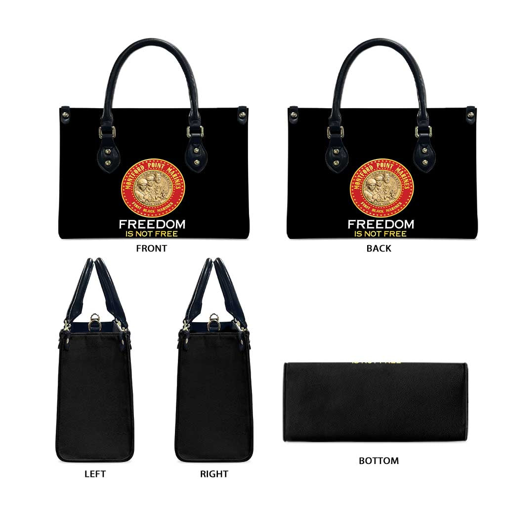 Proud to Honor Montford Point Marines Leather Bag Freedom Is Not Free - Black