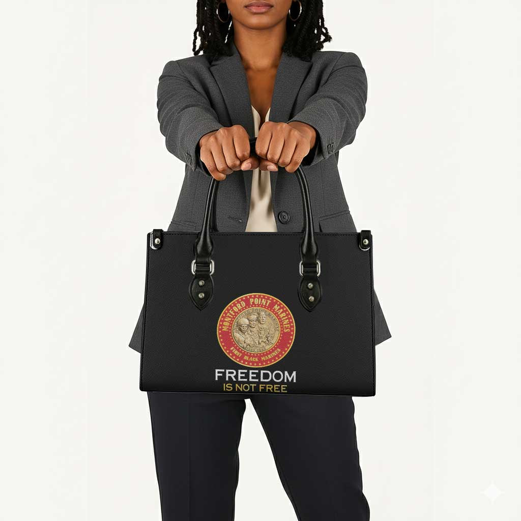 Proud to Honor Montford Point Marines Leather Bag Freedom Is Not Free - Black