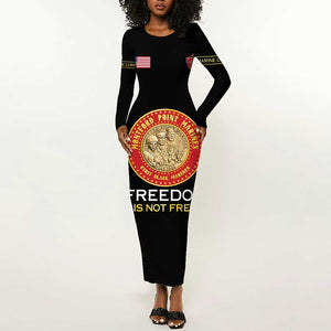 Personalized Honoring the First Black Marines Long Sleeve Bodycon Dress Montford Point Heroes - Black - African Pride