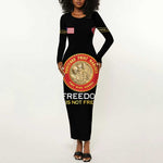 Personalized Honoring the First Black Marines Long Sleeve Bodycon Dress Montford Point Heroes - Black - African Pride