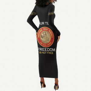 Personalized Honoring the First Black Marines Long Sleeve Bodycon Dress Montford Point Heroes - Black - African Pride