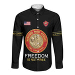 Personalized Honoring the First Black Marines Long Sleeve Button Shirt Montford Point Heroes - Black - African Pride