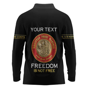 Personalized Honoring the First Black Marines Long Sleeve Polo Shirt Montford Point Heroes - Black - African Pride