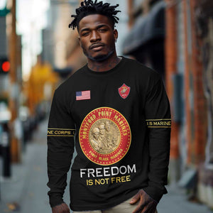Personalized Honoring the First Black Marines Long Sleeve Shirt Montford Point Heroes - Black - African Pride