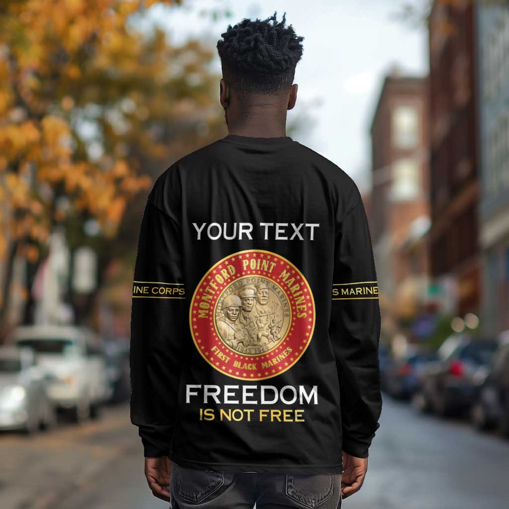 Personalized Honoring the First Black Marines Long Sleeve Shirt Montford Point Heroes - Black - African Pride