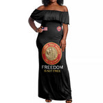 Personalized Honoring the First Black Marines Off Shoulder Maxi Dress Montford Point Heroes - Black - African Pride