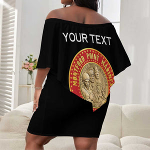 Personalized Honoring the First Black Marines Off Shoulder Short Dress Montford Point Heroes - Black - African Pride