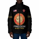 Personalized Proud to Honor Montford Point Marines Padded Jacket Freedom Is Not Free - Black