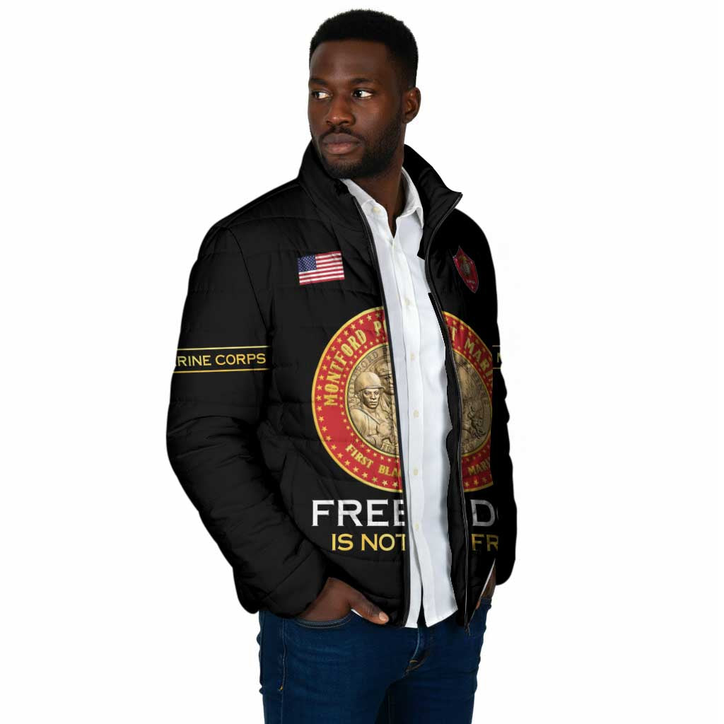 Personalized Proud to Honor Montford Point Marines Padded Jacket Freedom Is Not Free - Black