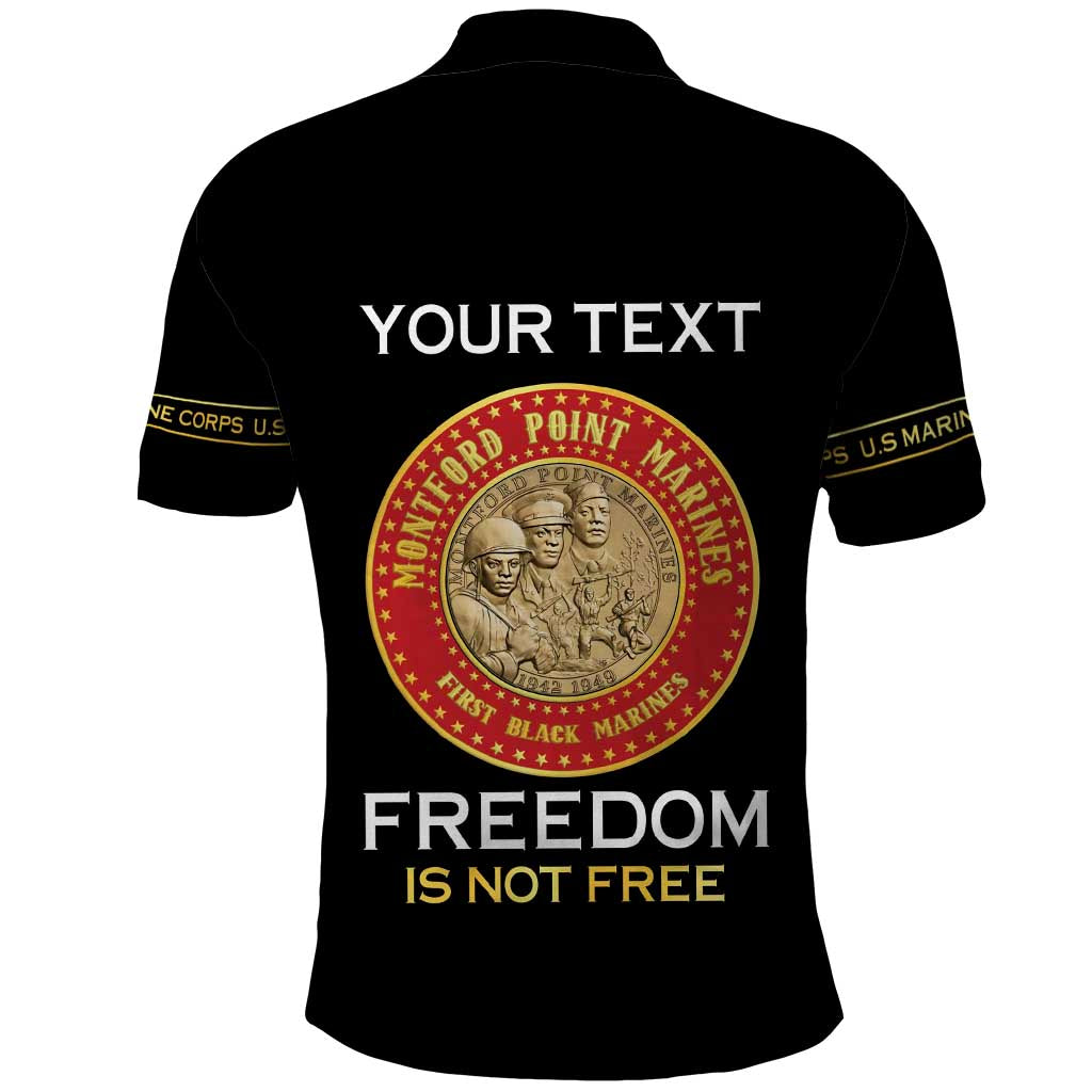 Personalized Honoring the First Black Marines Polo Shirt Montford Point Heroes - Black - African Pride
