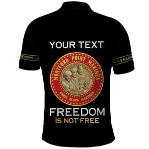 Personalized Honoring the First Black Marines Polo Shirt Montford Point Heroes - Black - African Pride