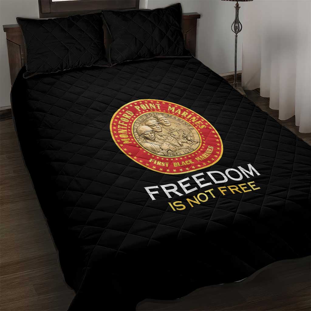 Honoring the First Black Marines Quilt Bed Set Montford Point Heroes - Black - African Pride
