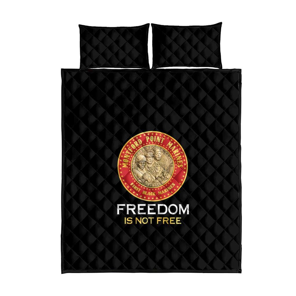 Honoring the First Black Marines Quilt Bed Set Montford Point Heroes - Black - African Pride