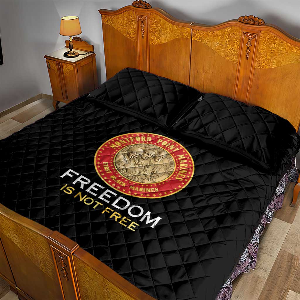 Honoring the First Black Marines Quilt Bed Set Montford Point Heroes - Black - African Pride