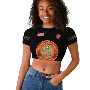 Personalized Honoring the First Black Marines Raglan Cropped T shirt Montford Point Heroes - Black - African Pride