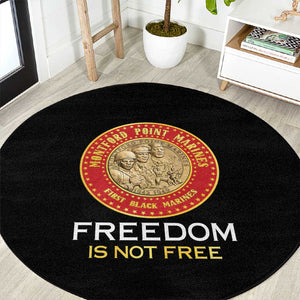 Honoring the First Black Marines Round Carpet Montford Point Heroes - Black - African Pride