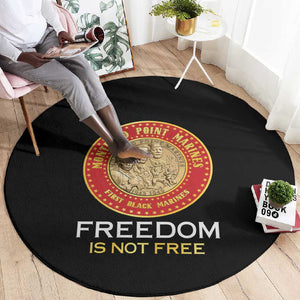 Honoring the First Black Marines Round Carpet Montford Point Heroes - Black - African Pride