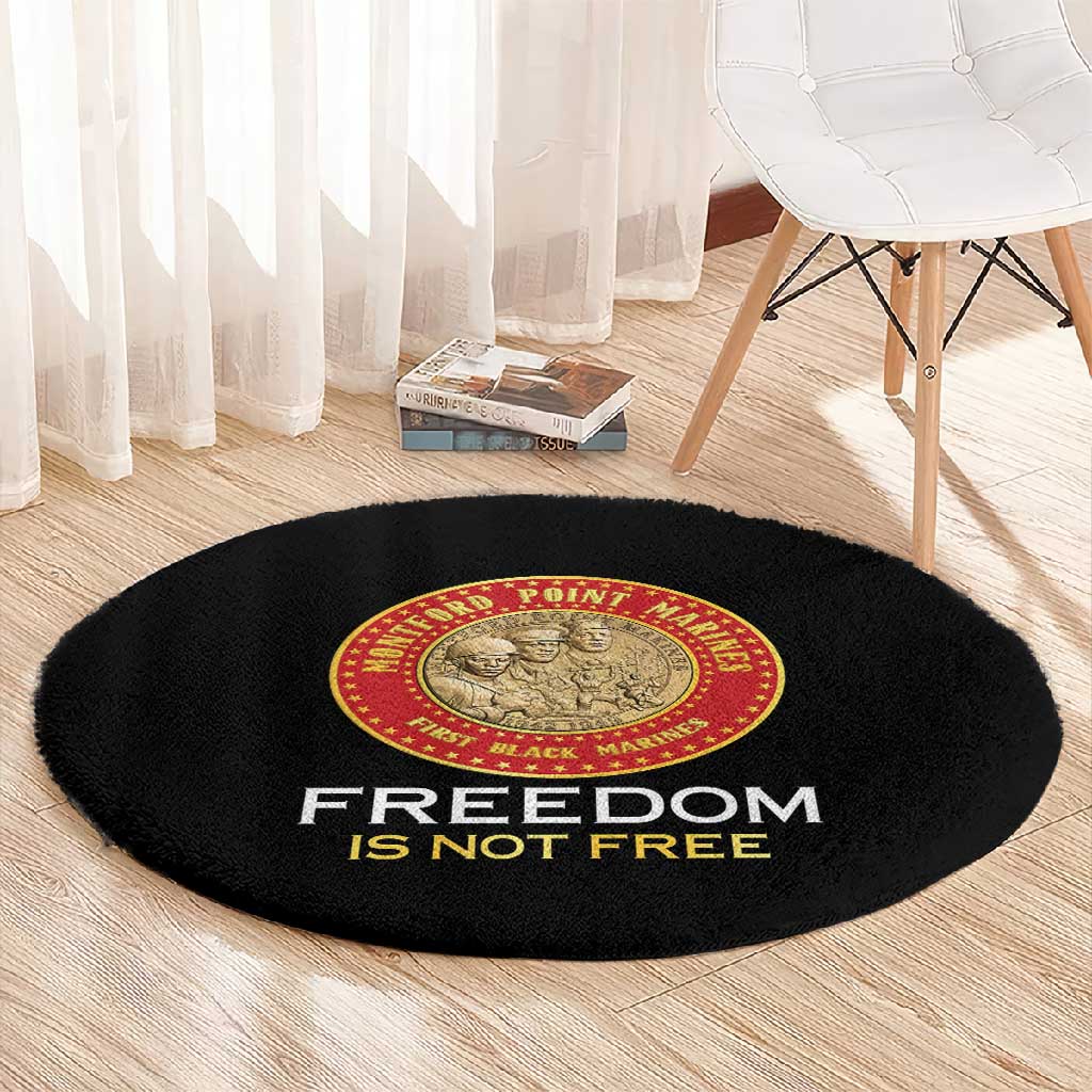 Honoring the First Black Marines Round Carpet Montford Point Heroes - Black - African Pride