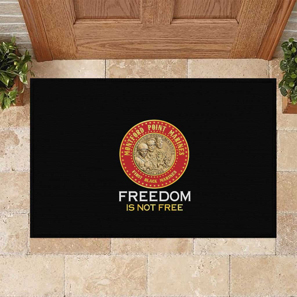 Honoring the First Black Marines Rubber Doormat Montford Point Heroes - Black - African Pride