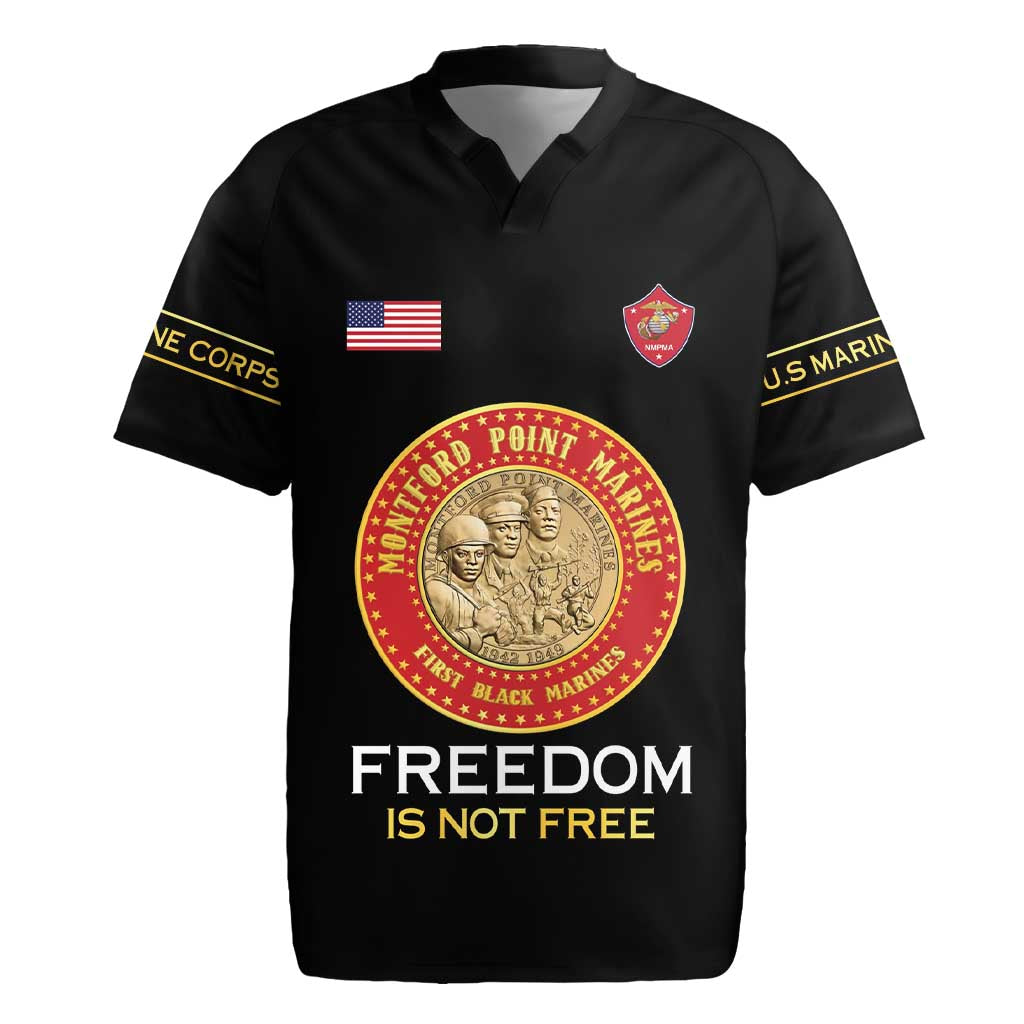 Personalized Honoring the First Black Marines Rugby Jersey Montford Point Heroes - Black - African Pride