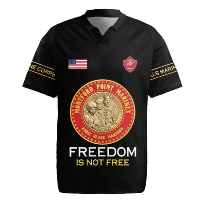 Personalized Honoring the First Black Marines Rugby Jersey Montford Point Heroes - Black - African Pride