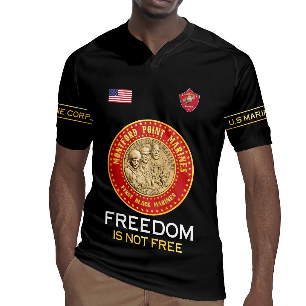 Personalized Honoring the First Black Marines Rugby Jersey Montford Point Heroes - Black - African Pride