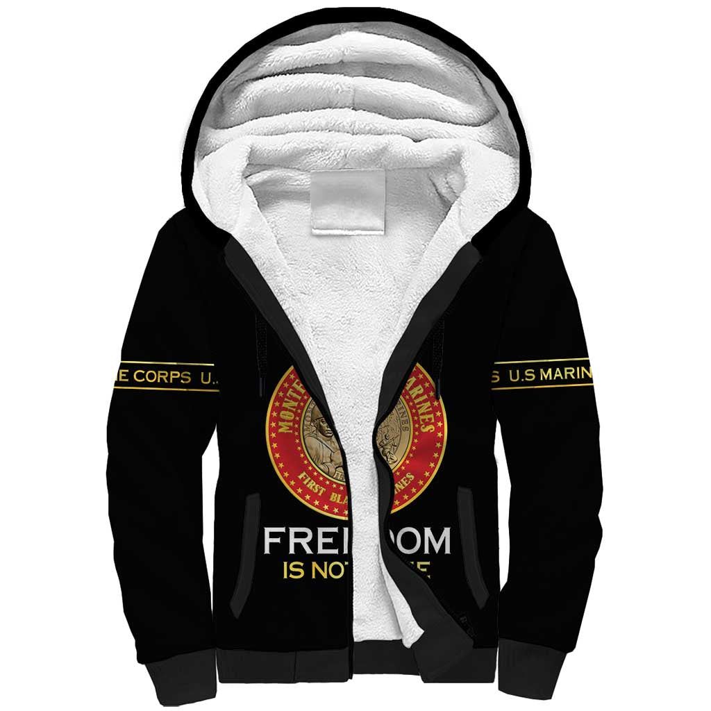 Personalized Honoring the First Black Marines Sherpa Hoodie Montford Point Heroes - Black - African Pride