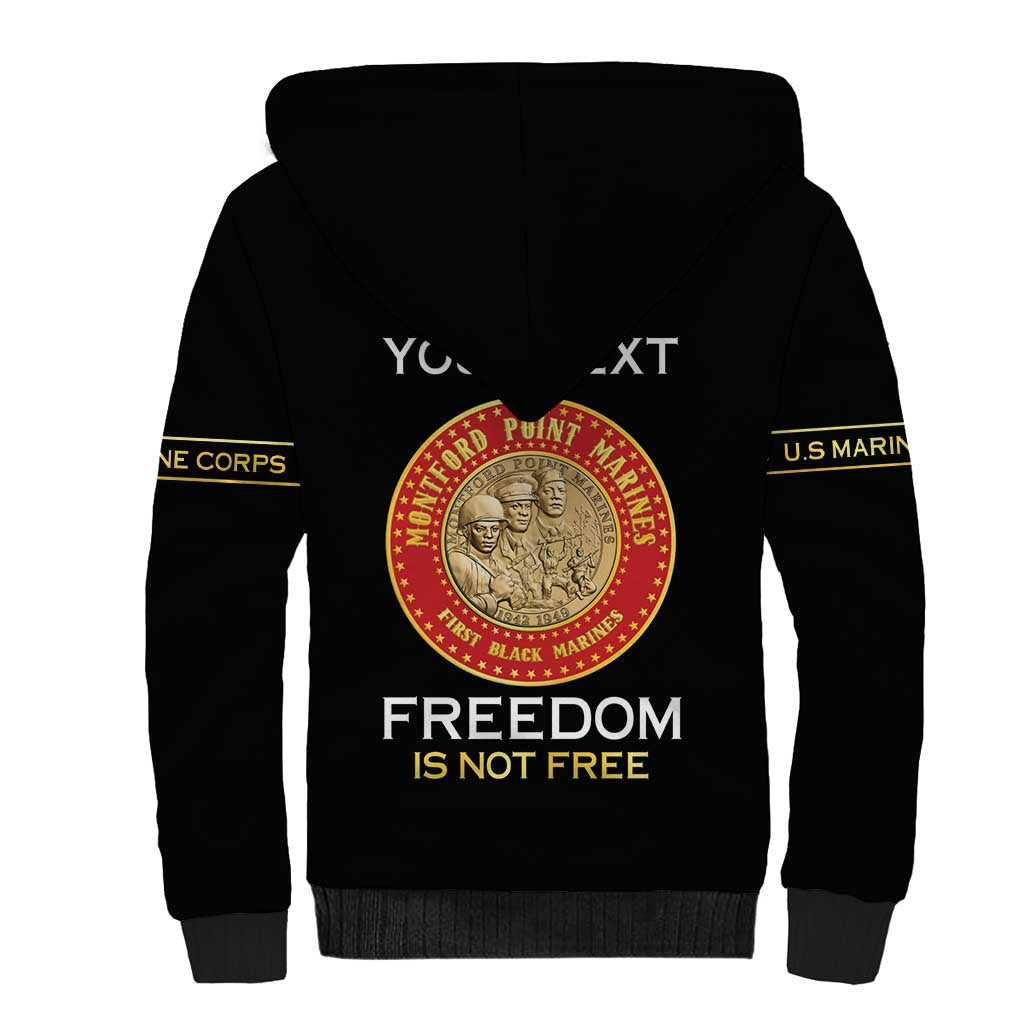Personalized Honoring the First Black Marines Sherpa Hoodie Montford Point Heroes - Black - African Pride