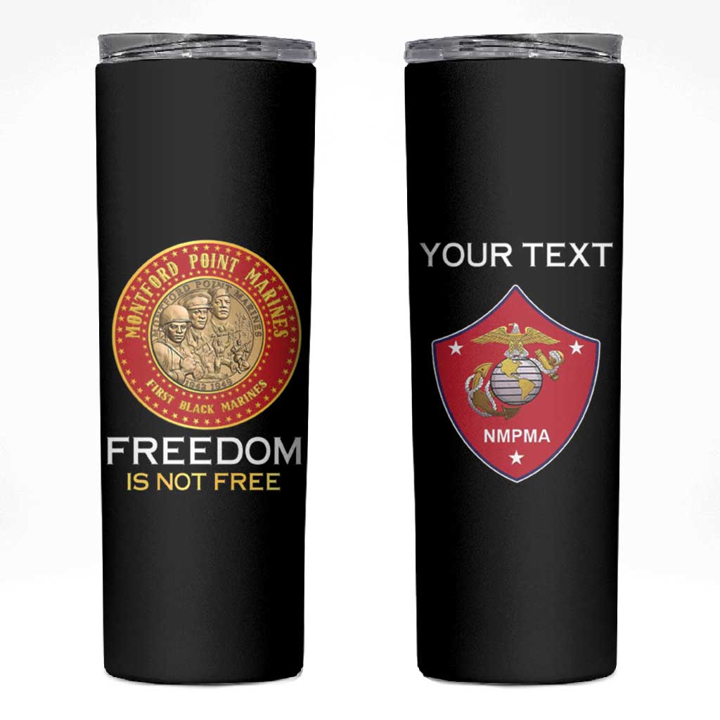 Personalized Honoring the First Black Marines Skinny Tumbler Montford Point Heroes - Black - African Pride