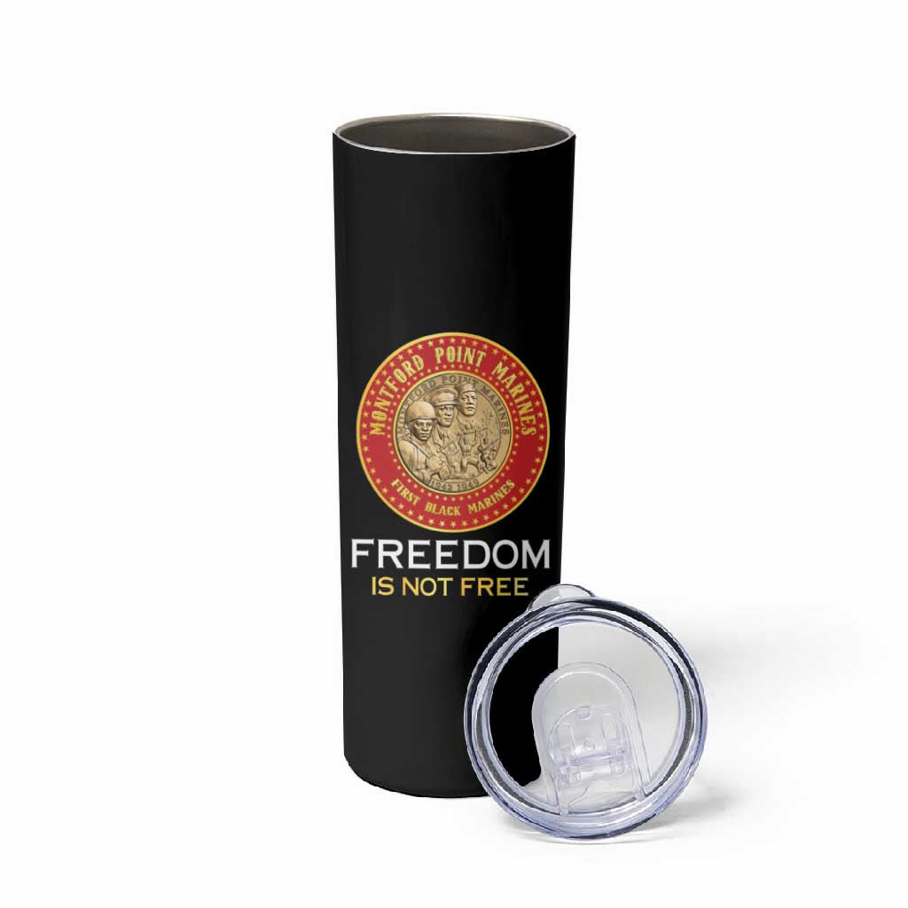 Personalized Honoring the First Black Marines Skinny Tumbler Montford Point Heroes - Black - African Pride