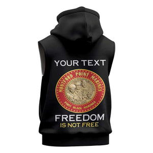 Personalized Honoring the First Black Marines Sleeveless Hoodie Montford Point Heroes - Black - African Pride
