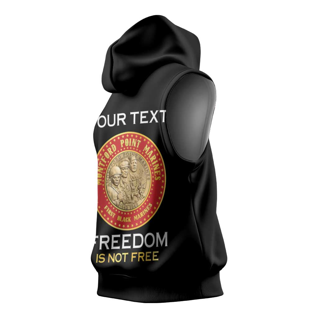 Personalized Honoring the First Black Marines Sleeveless Hoodie Montford Point Heroes - Black - African Pride