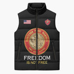 Personalized Proud to Honor Montford Point Marines Sleeveless Puffer Jacket Freedom Is Not Free - Black