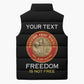 Personalized Proud to Honor Montford Point Marines Sleeveless Puffer Jacket Freedom Is Not Free - Black