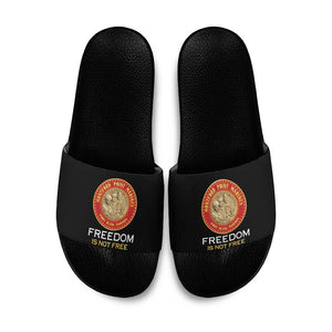 Proud to Honor Montford Point Marines Slide Sandals Freedom Is Not Free - Black
