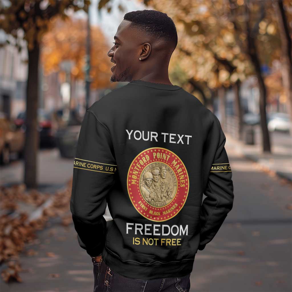 Personalized Honoring the First Black Marines Sweatshirt Montford Point Heroes - Black - African Pride