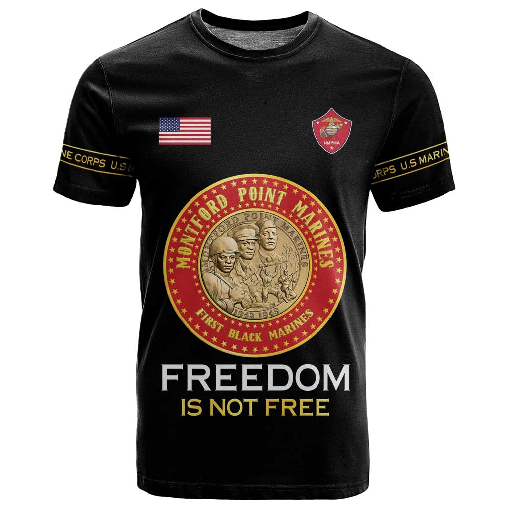Personalized Honoring the First Black Marines T shirt Montford Point Heroes - Black - African Pride