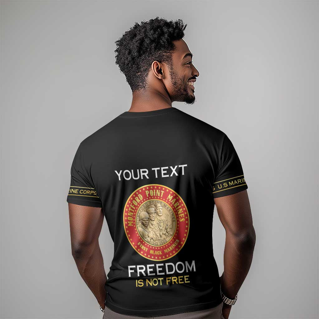 Personalized Honoring the First Black Marines T shirt Montford Point Heroes - Black - African Pride
