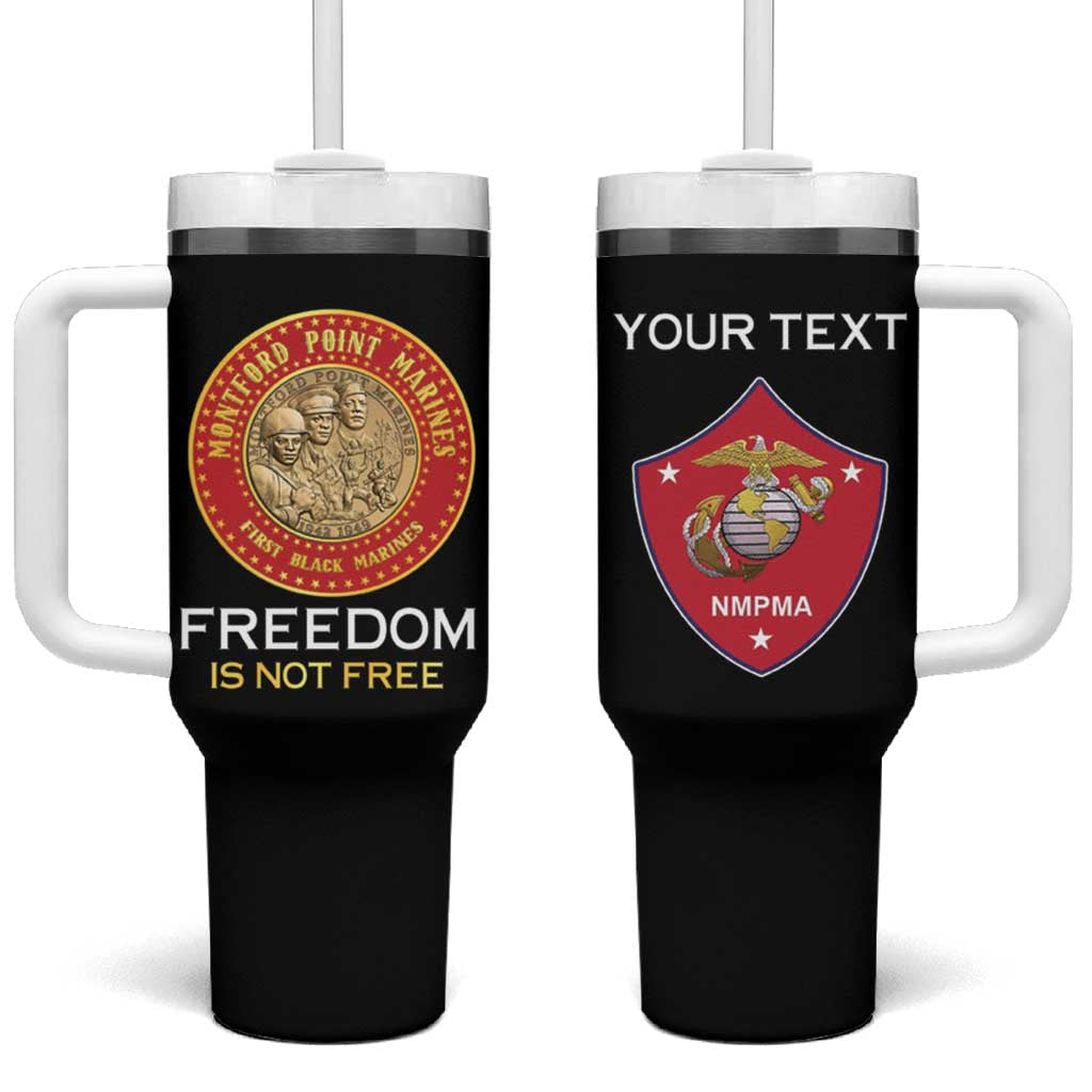 Personalized Honoring the First Black Marines Tumbler With Handle Montford Point Heroes - Black - African Pride